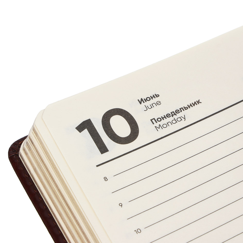 Ежедневник на 2024 "ПРЕСТИЖ" А5, 352 стр., тв.обл.с поролоном, иск.кожа, цв.срез, тонир.блок, корич, арт.№ 572-141