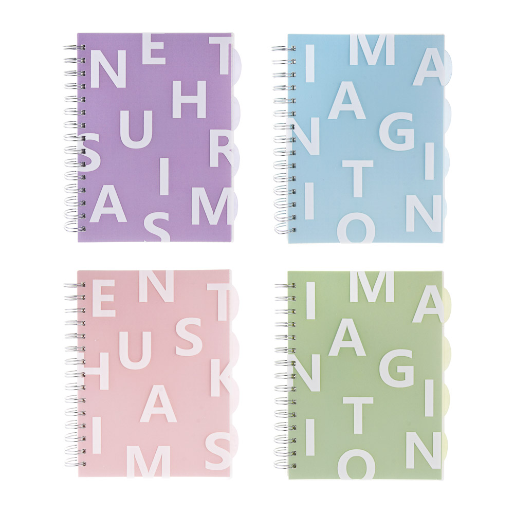 Тетрадь А5, 105 л., клетка, на пружине с разделителями, пласт.обложка, в ПП, в ассортм., арт.№ 578-196