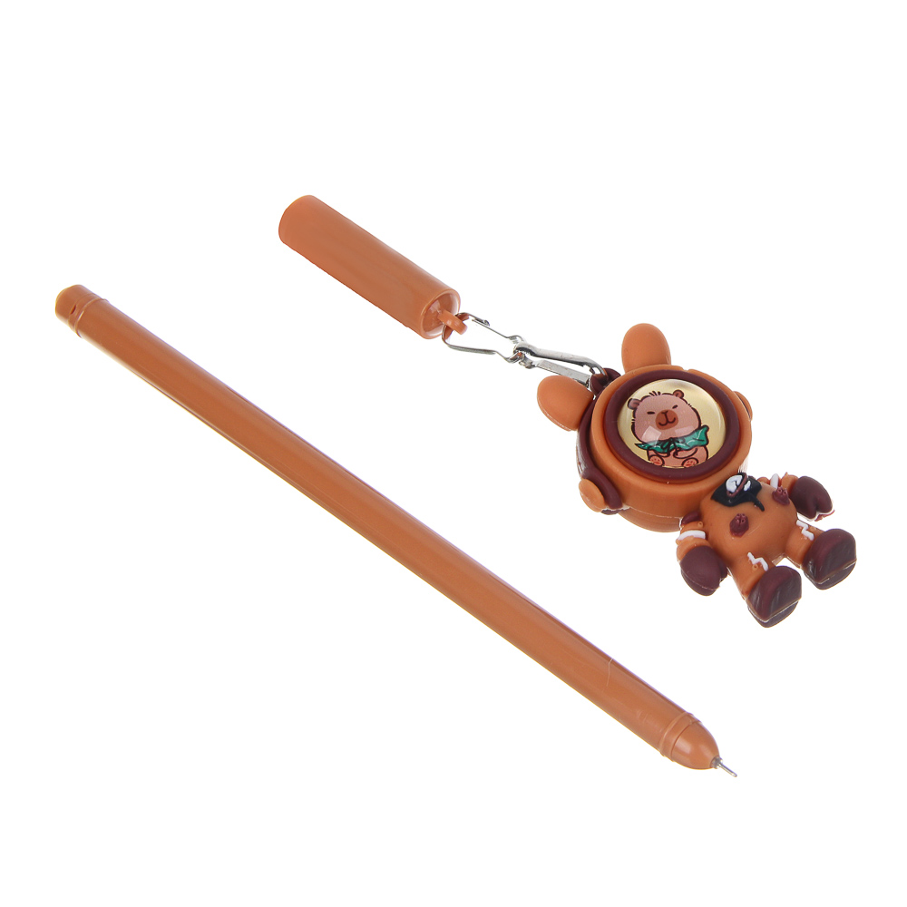 Ручка гелевая синяя с брелоком "Капибара", арт.№ 591-282