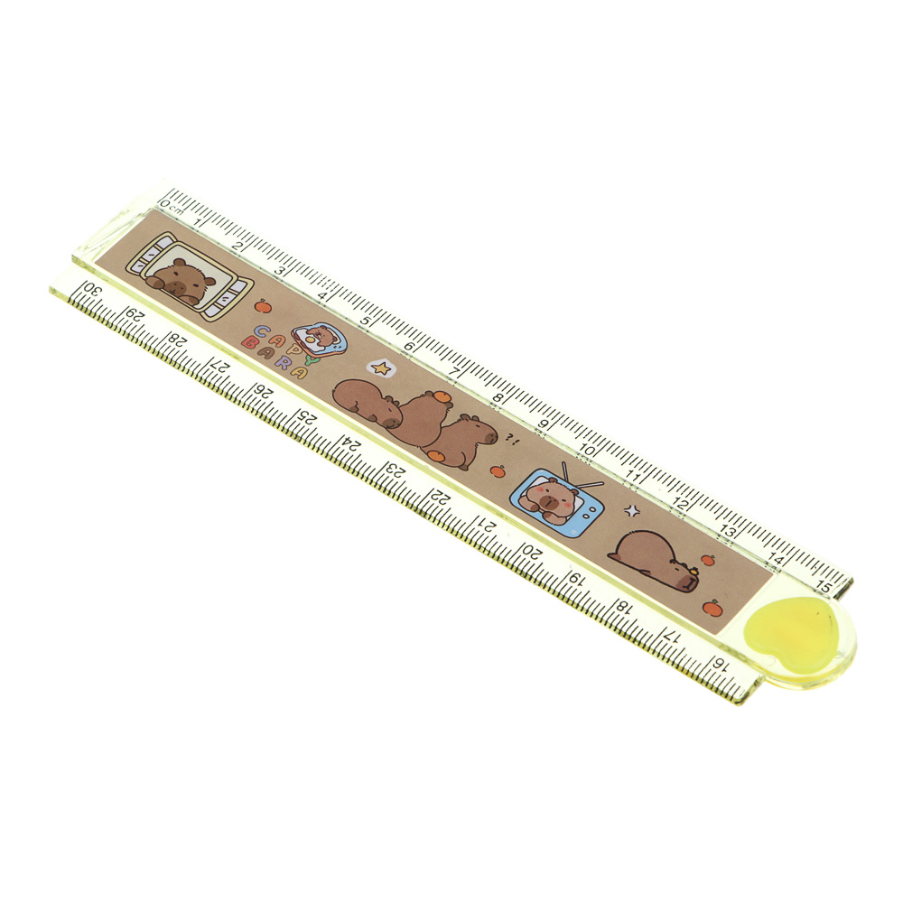 Набор канцелярский 4 пр., линейка раскладная, ластик, точилка, карандаш ч/гр "Капибара", ПВХ пенал, арт.№ 607-076