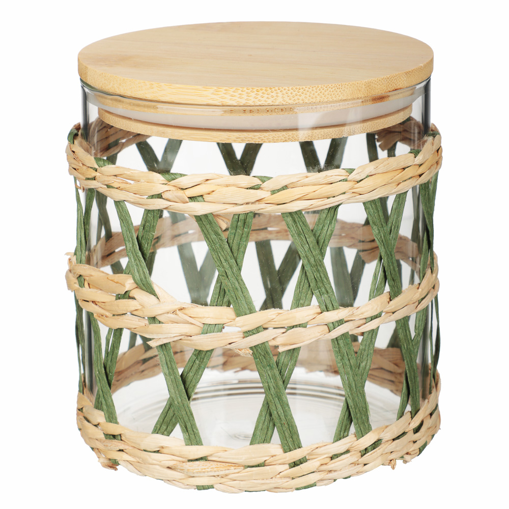 VETTA ЭКО Жгут Банка для хранения 750мл, 12х11см, стекло, бамбук, арт.№ 828-322