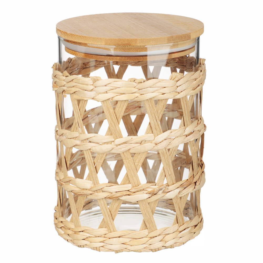 VETTA ЭКО Жгут Банка для хранения 1100мл, 16х11см, стекло, бамбук, арт.№ 828-323