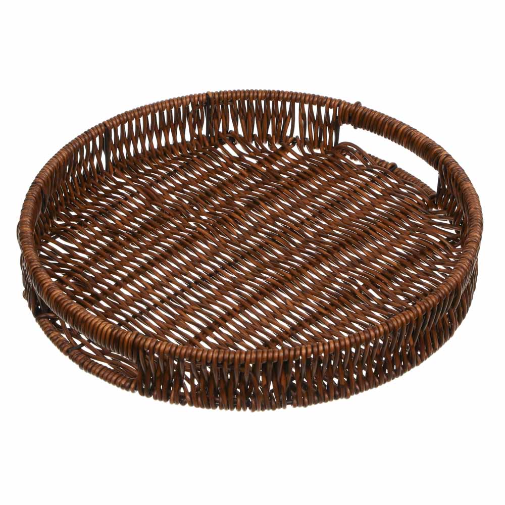 Поднос сервировочный с ручками плетенный, ПВХ, тм Satoshi, 30x30x4см, арт.№ 827-137