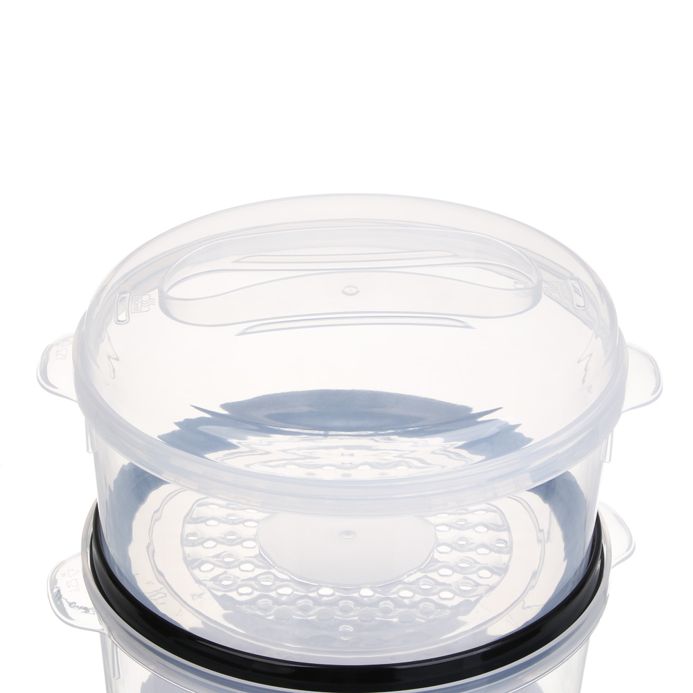 LEBEN Пароварка-мантоварка электрическая 800Вт, 3 яруса, 7,5 л, таймер, 220В, арт.№ 286-043