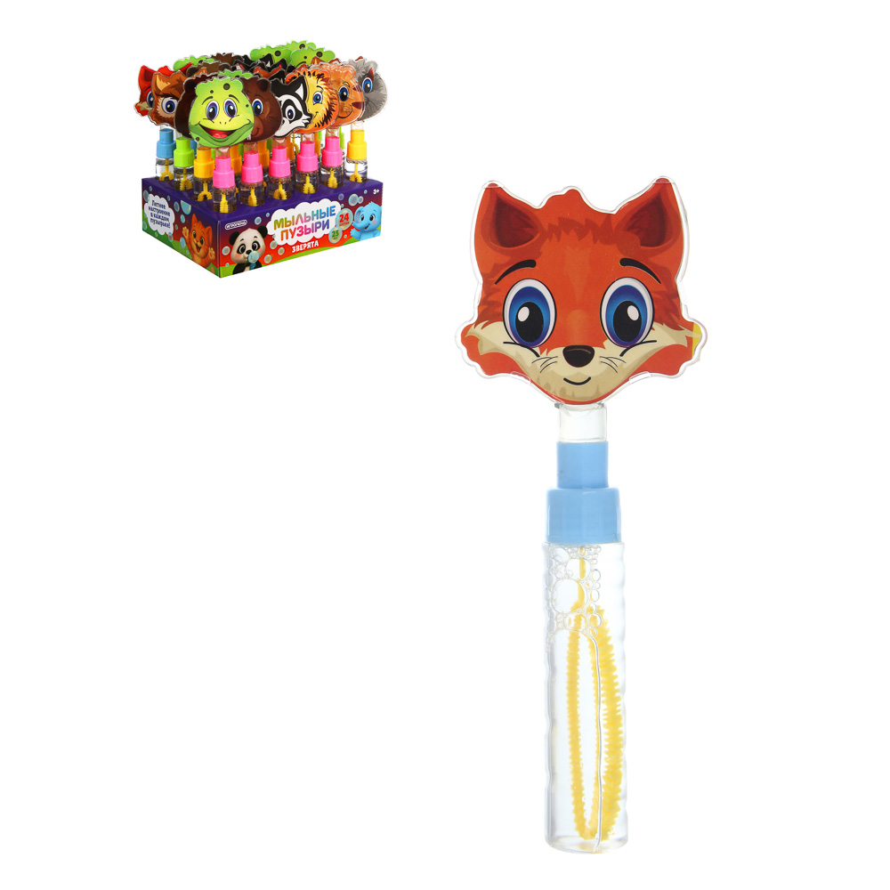 Мыльные пузыри в виде игрушки "Зверята", ИГРОЛЕНД, PS, PP, PVC, мыл. раствор 25мл., арт.№ 460-051