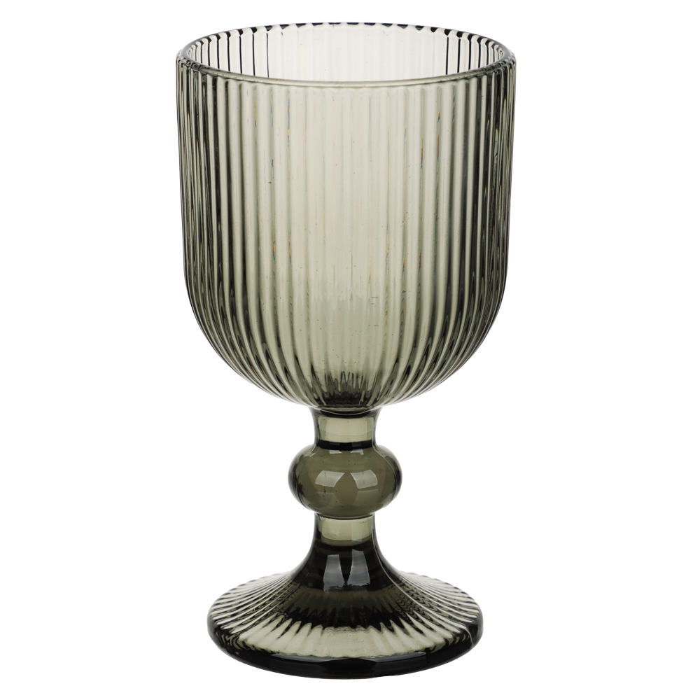 MILLIMI Бокал для вина Грея, 240мл, стекло, серый, рифленый, арт.№ 878-627