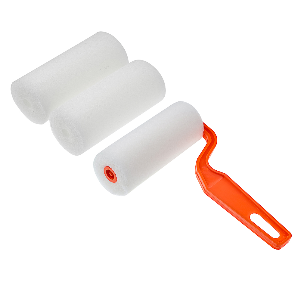 ЕРМАК Набор: мини-валик поролон 100х16х6мм, ручка пластик + 2 ролика, арт.№ 681-199