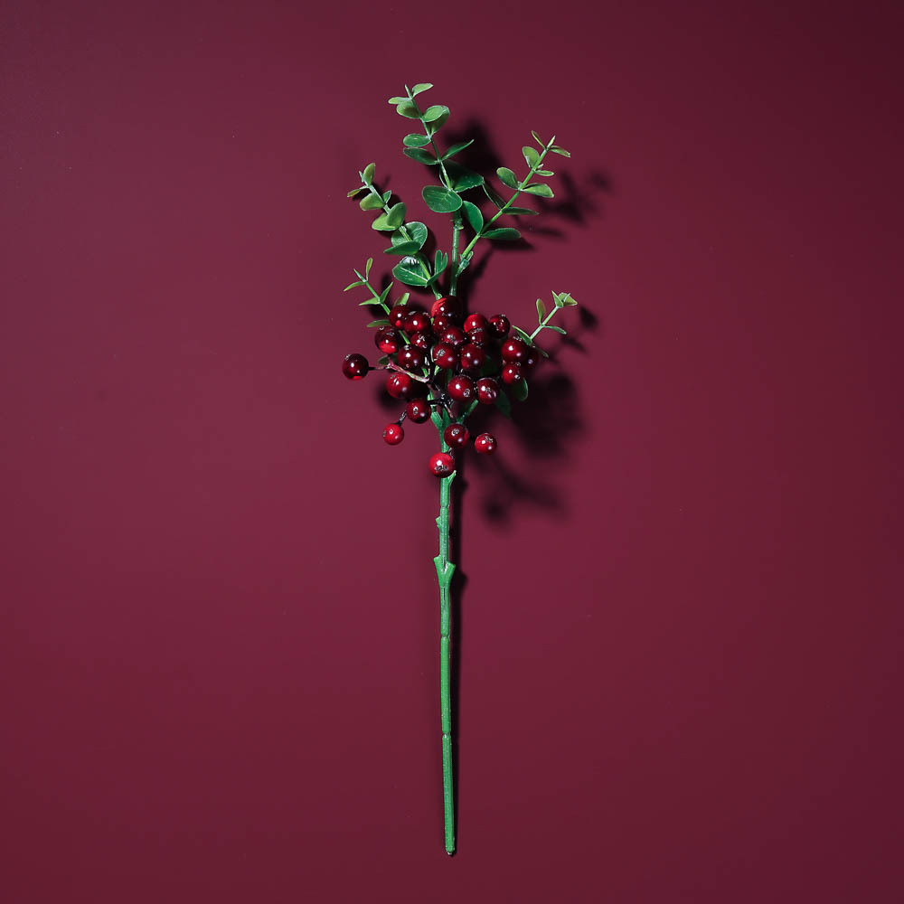LADECOR Ветка с ягодами искусственная, 34 см, пластик, ткань, арт.№ 409-189