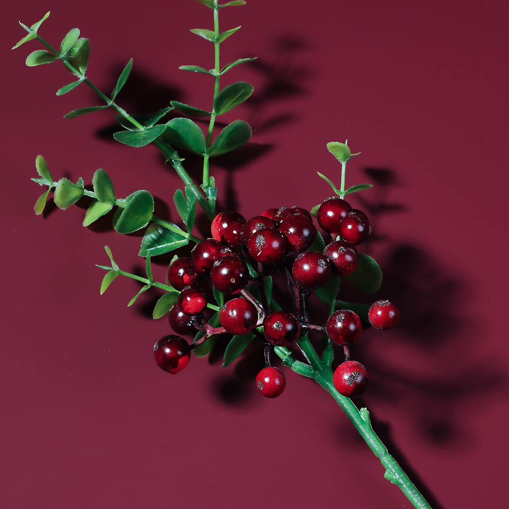 LADECOR Ветка с ягодами искусственная, 34 см, пластик, ткань, арт.№ 409-189