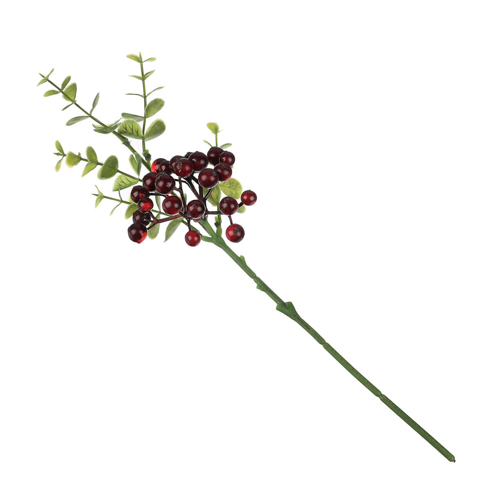 LADECOR Ветка с ягодами искусственная, 34 см, пластик, ткань, арт.№ 409-189