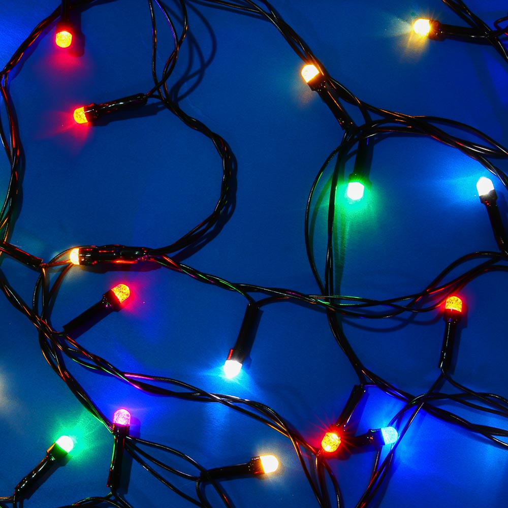 Гирлянда вьюн 10 м СНОУ БУМ, 100 LED ламп, мультицвет с диодом и пузырями (8 режимов), ПВХ чёрный, 220В, арт.№ 384-208