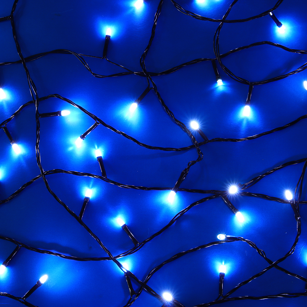 Гирлянда вьюн 10 м СНОУ БУМ, 100 LED ламп, белое свечение, режим стробоскоп, ПВХ чёрный, 220В, арт.№ 384-210