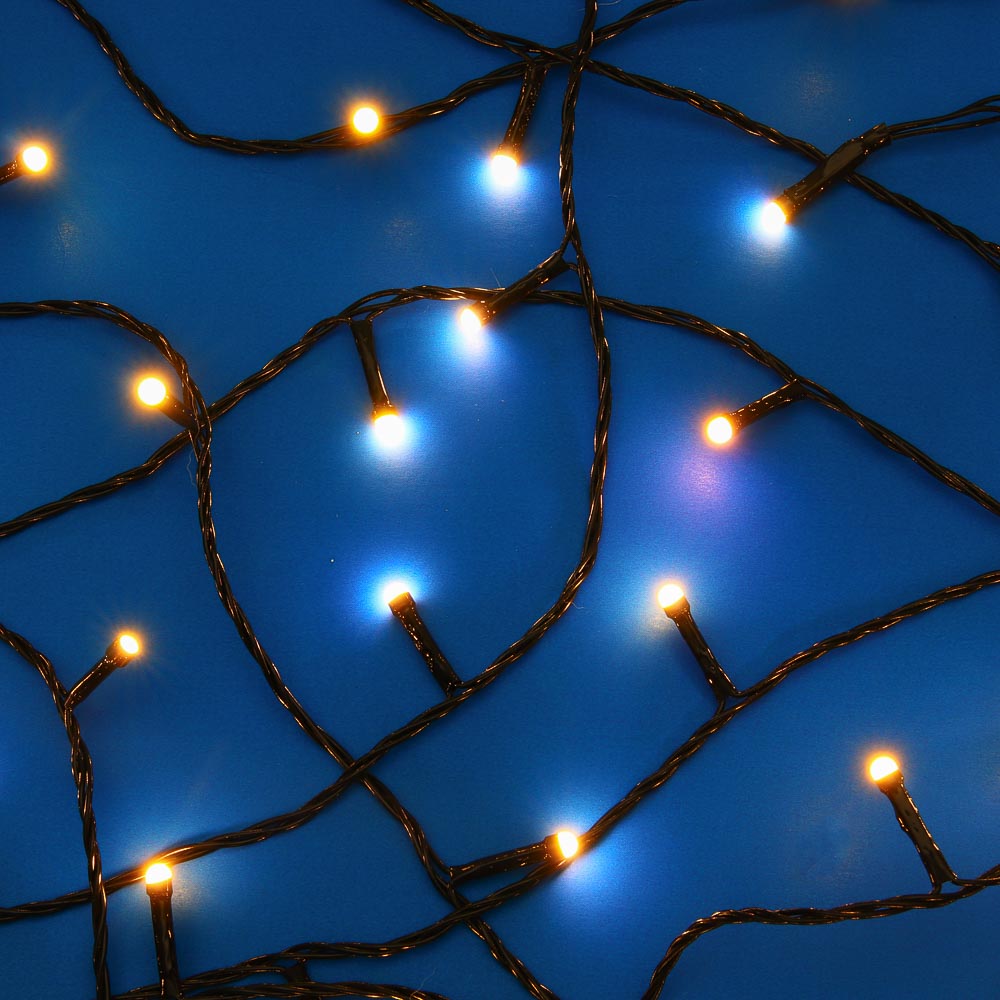 Гирлянда вьюн 10 м СНОУ БУМ, 100 LED ламп, шампань (8 режимов), ПВХ чёрный, 220В, арт.№ 384-212