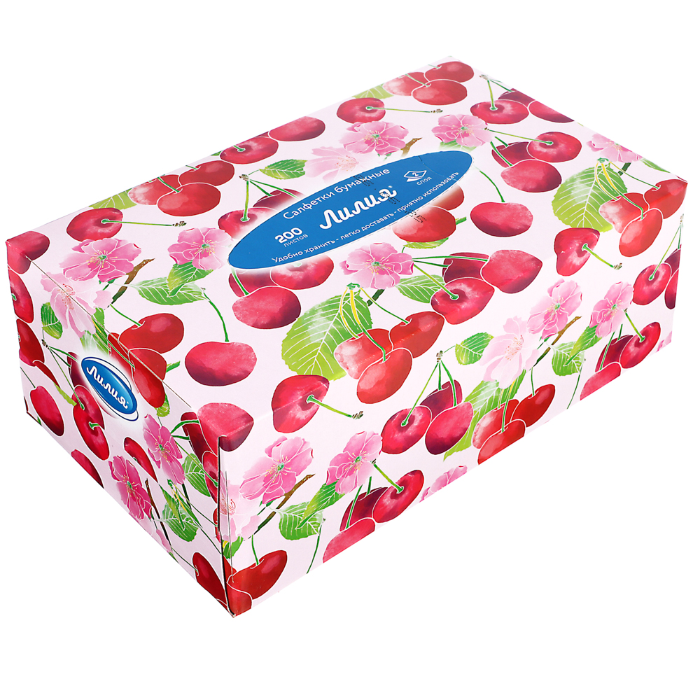 Салфетки бумажные двухслойные Лилия non-stop, 4 дизайна, 200л, арт.№ 912-030