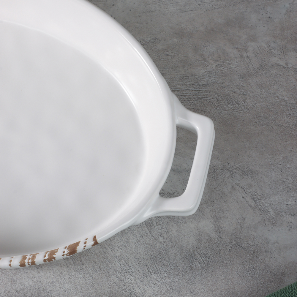 MILLIMI Форма для запекания и сервировки овальная с ручками, керамика, 31х20,5х5 см, объем 1,1 л, белая, арт.№ 826-387