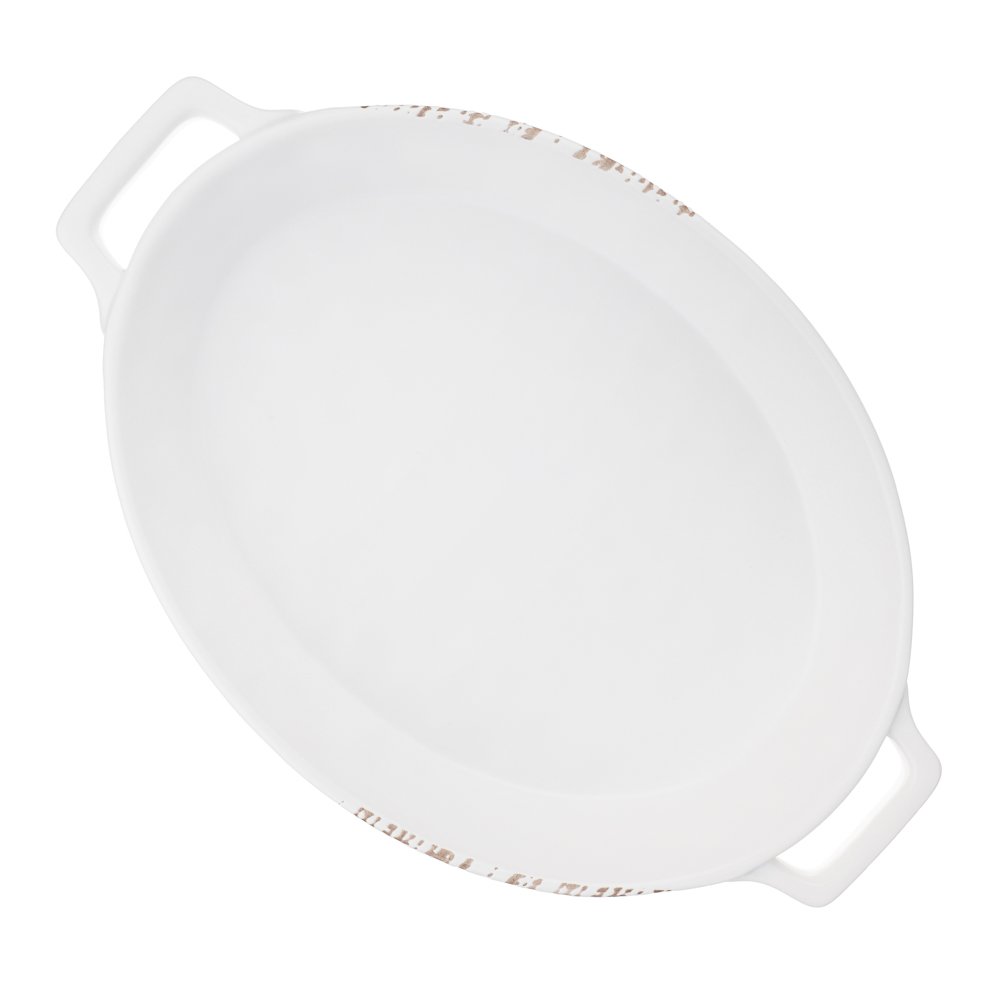 MILLIMI Форма для запекания и сервировки овальная с ручками, керамика, 31х20,5х5 см, объем 1,1 л, белая, арт.№ 826-387