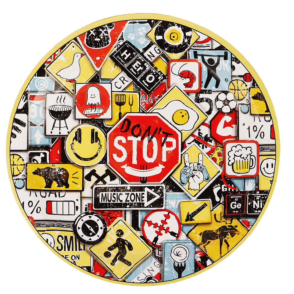 Набор бумажных тарелок Знаки яркие, в т/у пленке, 6 шт d=230 мм, арт.№ 530-447