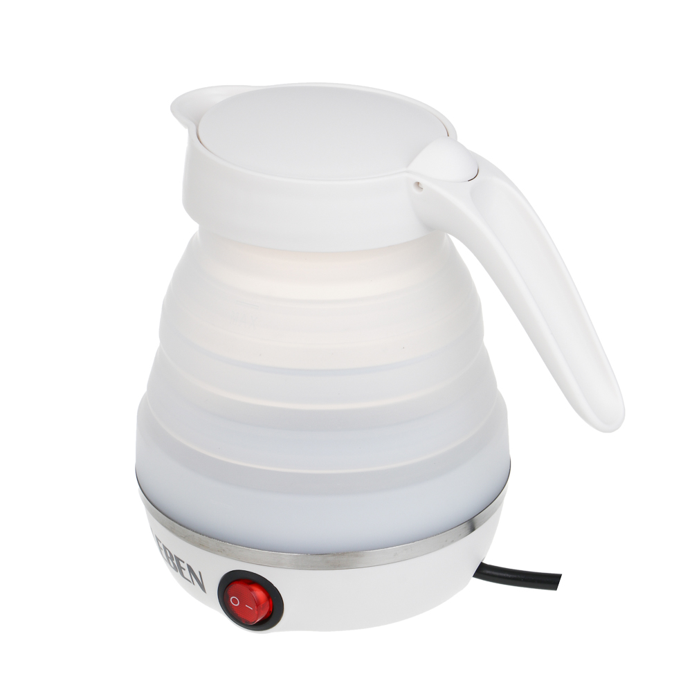 Чайник электрический тм LEBEN 600мл, 600Вт, складной, силикон, пластик, белый, арт.№ 291-109