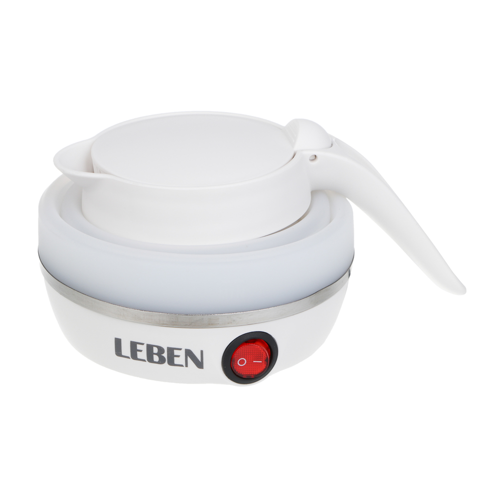 Чайник электрический тм LEBEN 600мл, 600Вт, складной, силикон, пластик, белый, арт.№ 291-109