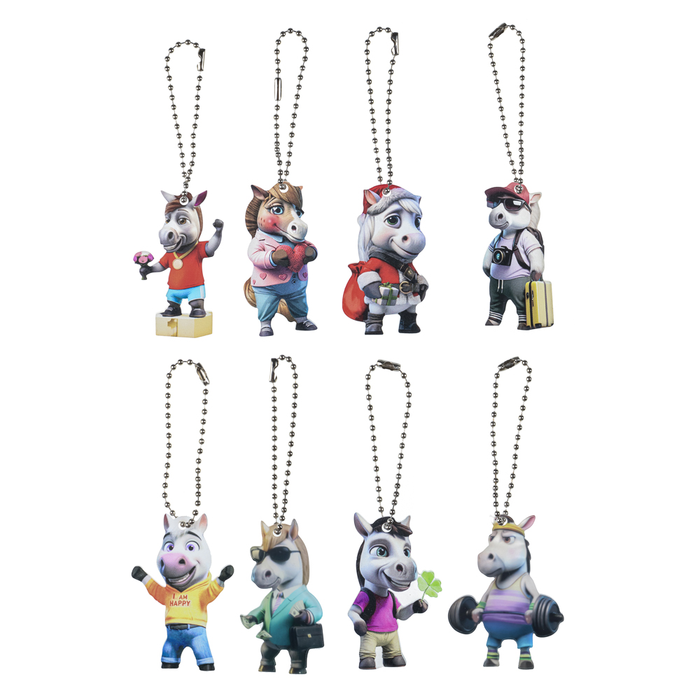 Брелок Лошадка 6 см, акрил 3 мм, печать УФ, 8 дизайнов., арт.№ 705-508