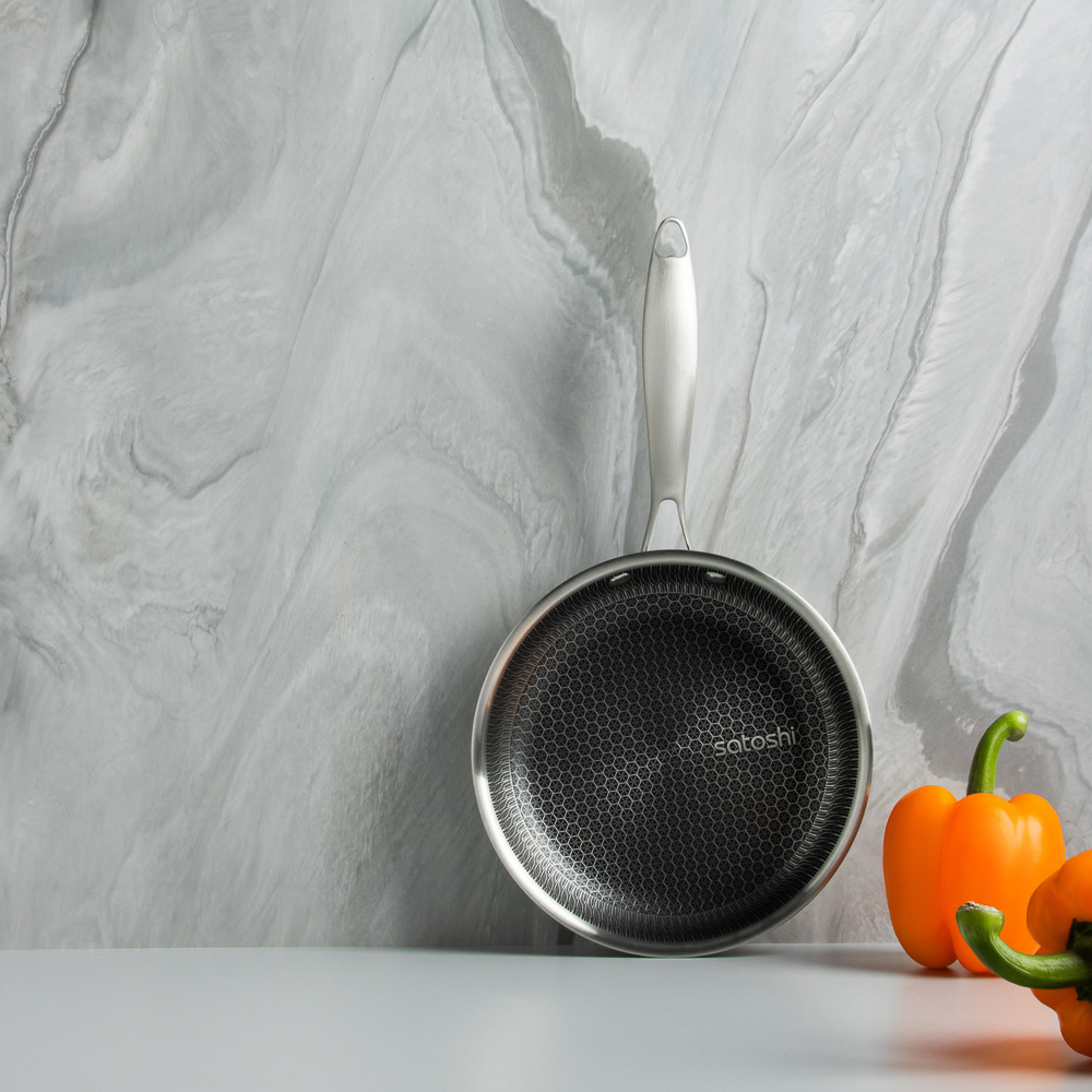 SATOSHI Савона Сковорода Triply 3-х слойная 20х4,0см, нерж.сталь 18/10, антиприг.покр. "соты", инд, арт.№ 822-150