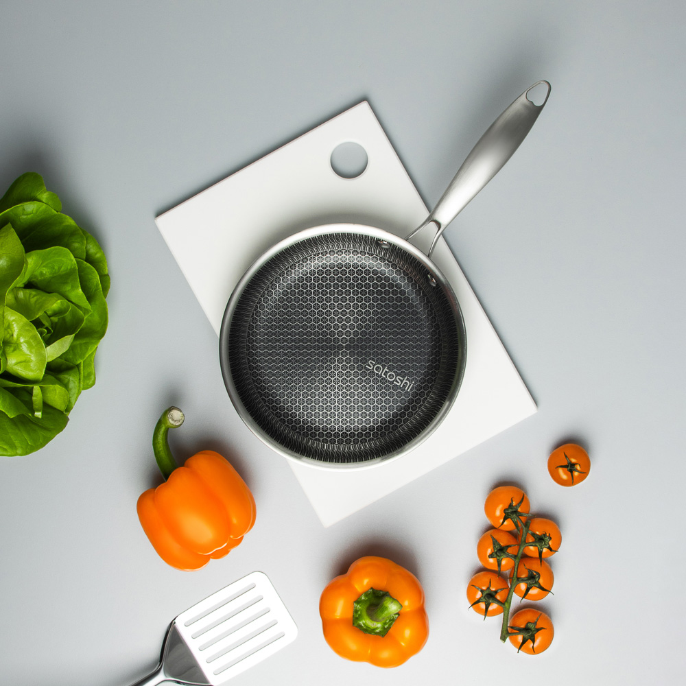 SATOSHI Савона Сковорода Triply 3-х слойная 20х4,0см, нерж.сталь 18/10, антиприг.покр. "соты", инд, арт.№ 822-150