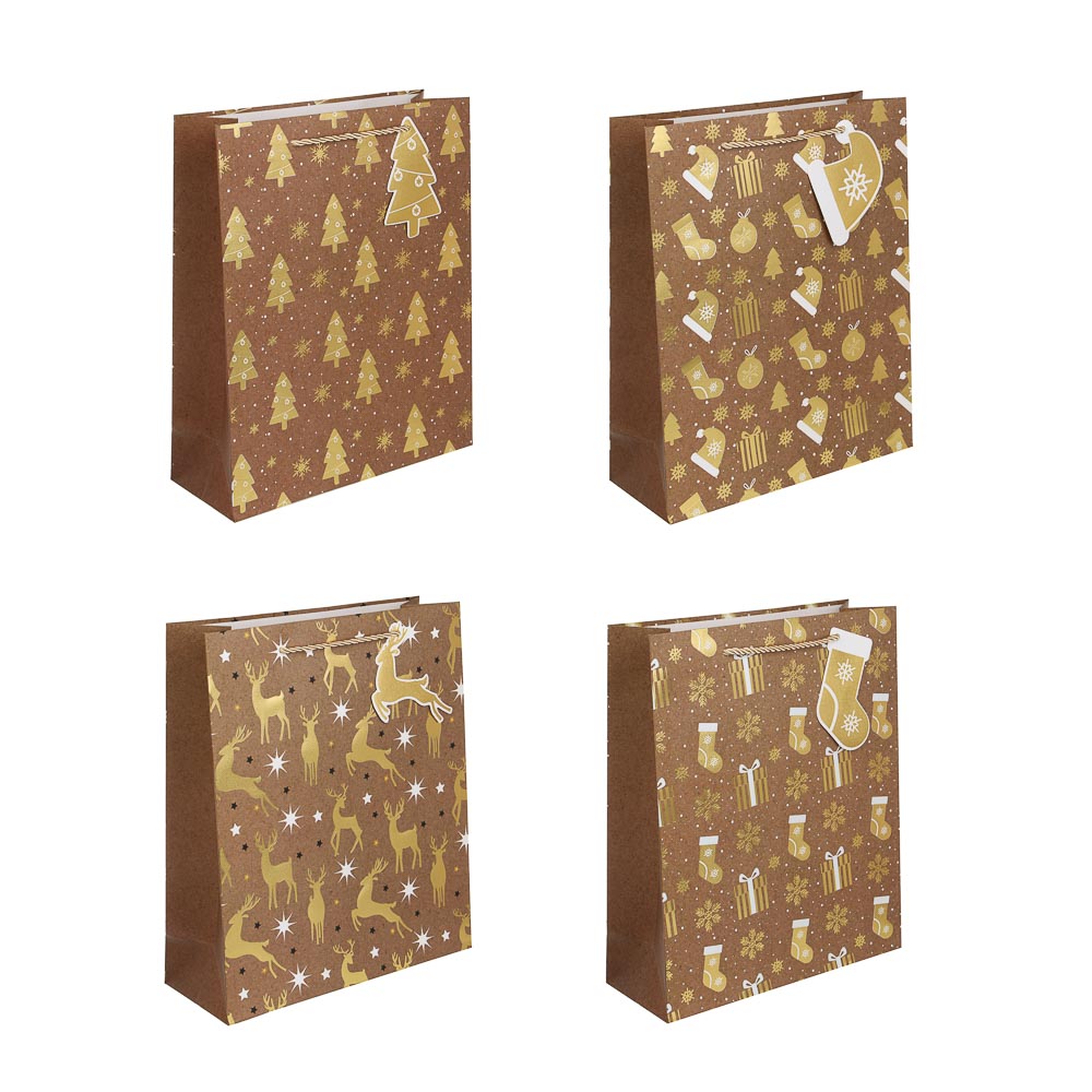 Пакет подарочный тм СНОУ БУМ 26x32x10см, бумага, 4 дизайна, арт.1, арт.№ 507-432