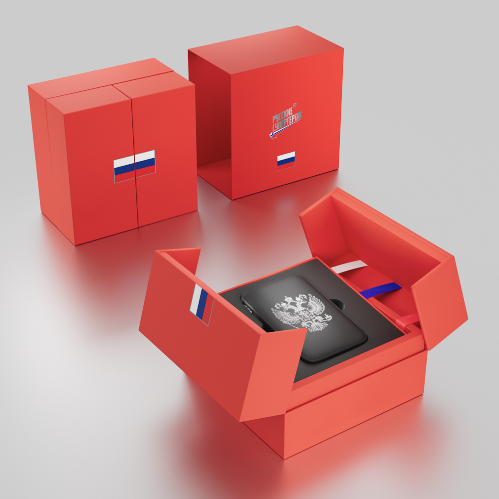 BY Аккумулятор мобильный Светящийся 10000мАч, USB-A,USBC,встр.каб.,QC,PD,22.5W, Герб, короб. красная, арт.№ 031-198
