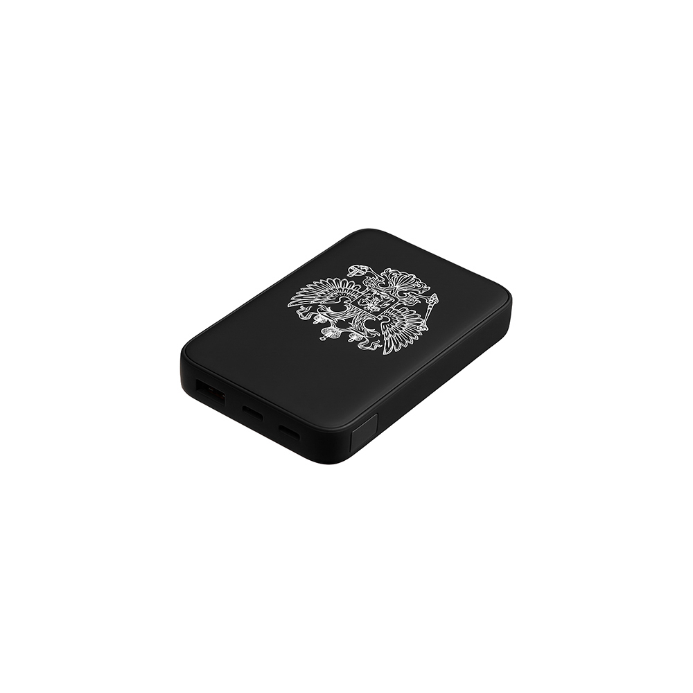 BY Аккумулятор мобильный Светящийся 10000мАч, USB-A,USBC,встр.каб.,QC,PD,22.5W, Герб, короб. красная, арт.№ 031-198