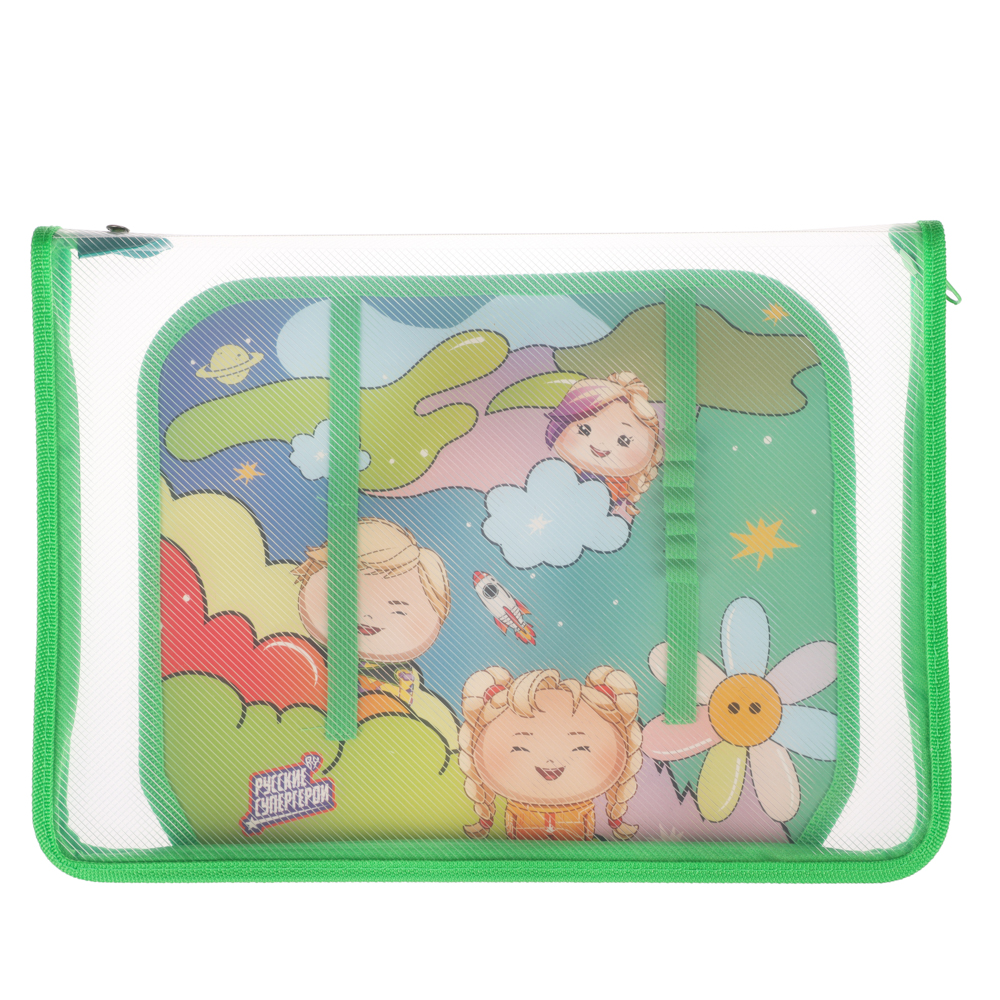 BY Русские Супергерои Папка для труда А4, пластик, молния вокруг, откидная планка, 33х2,5х23 cм, арт.№ 801-085