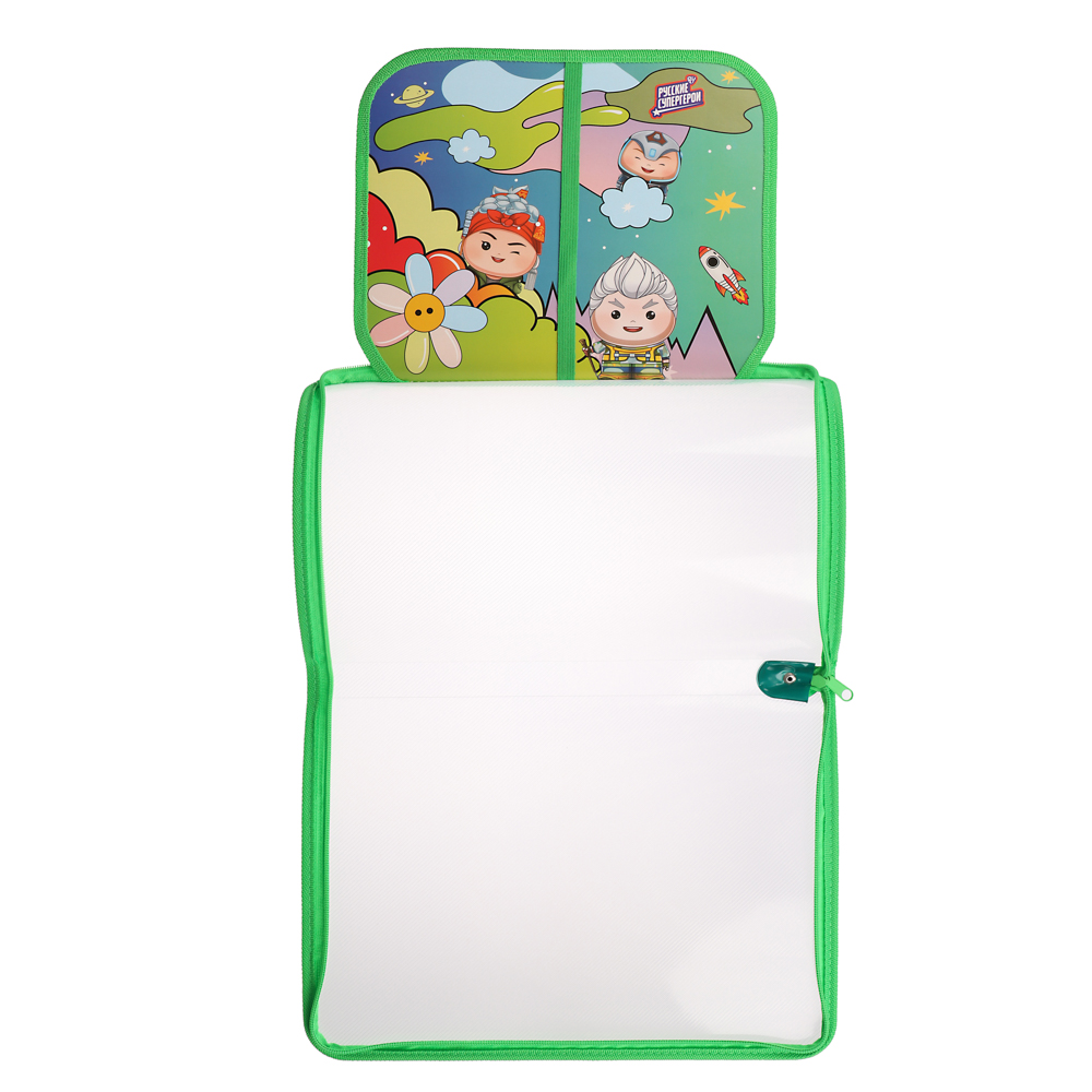 Папка для труда BY Русские Супергерои А4 пластик, молния вокруг, откидная планка, 33х2,5х23 cм, арт.№ 801-085