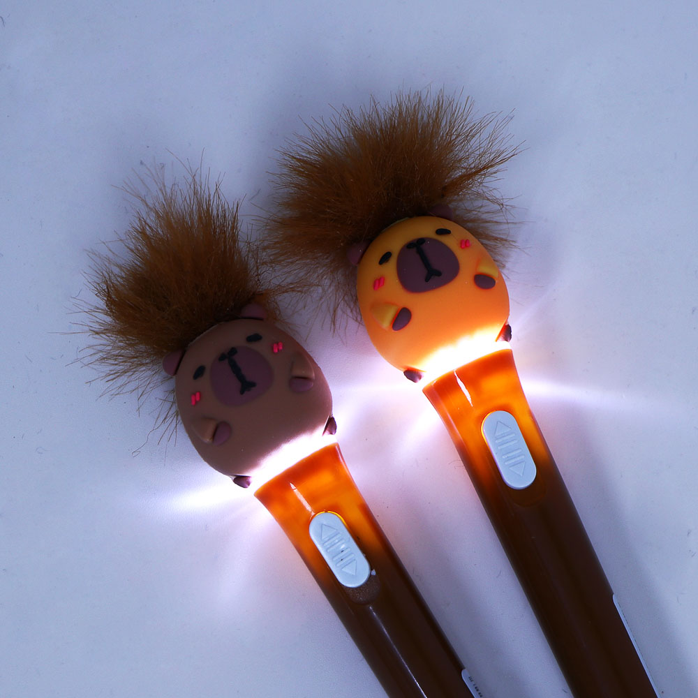 Ручка шариковая синяя с подсветкой и фигуркой "Капибара", 2 дизайна, шоу-бокс, арт.№ 591-248