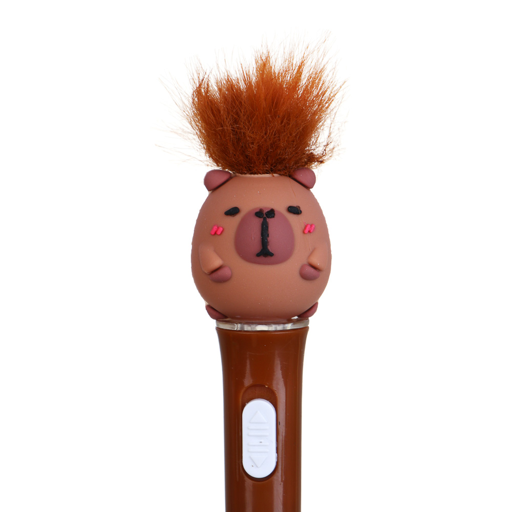 Ручка шариковая синяя с подсветкой и фигуркой "Капибара", 2 дизайна, шоу-бокс, арт.№ 591-248