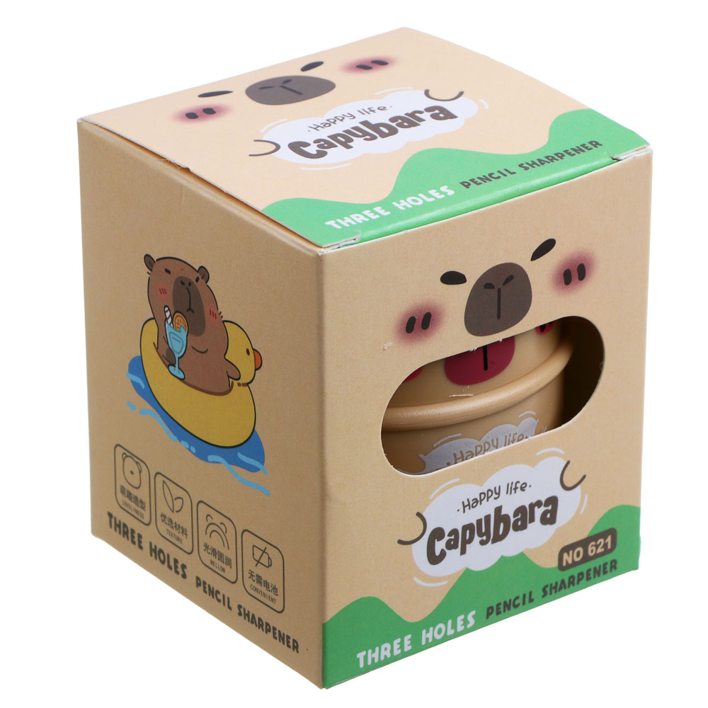 Точилка с контейнером "Капибара", на механических колесиках, 2 дизайна, шоу-бокс, арт.№ 607-077