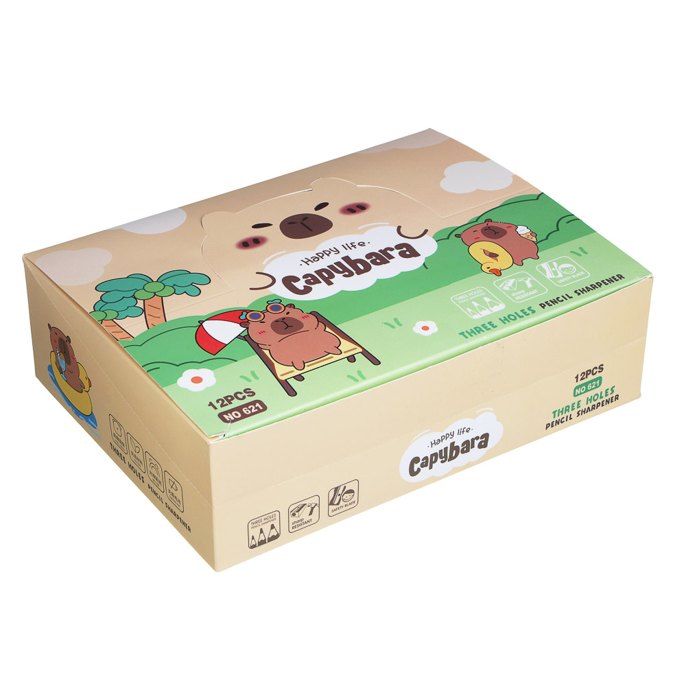 Точилка с контейнером "Капибара", на механических колесиках, 2 дизайна, шоу-бокс, арт.№ 607-077