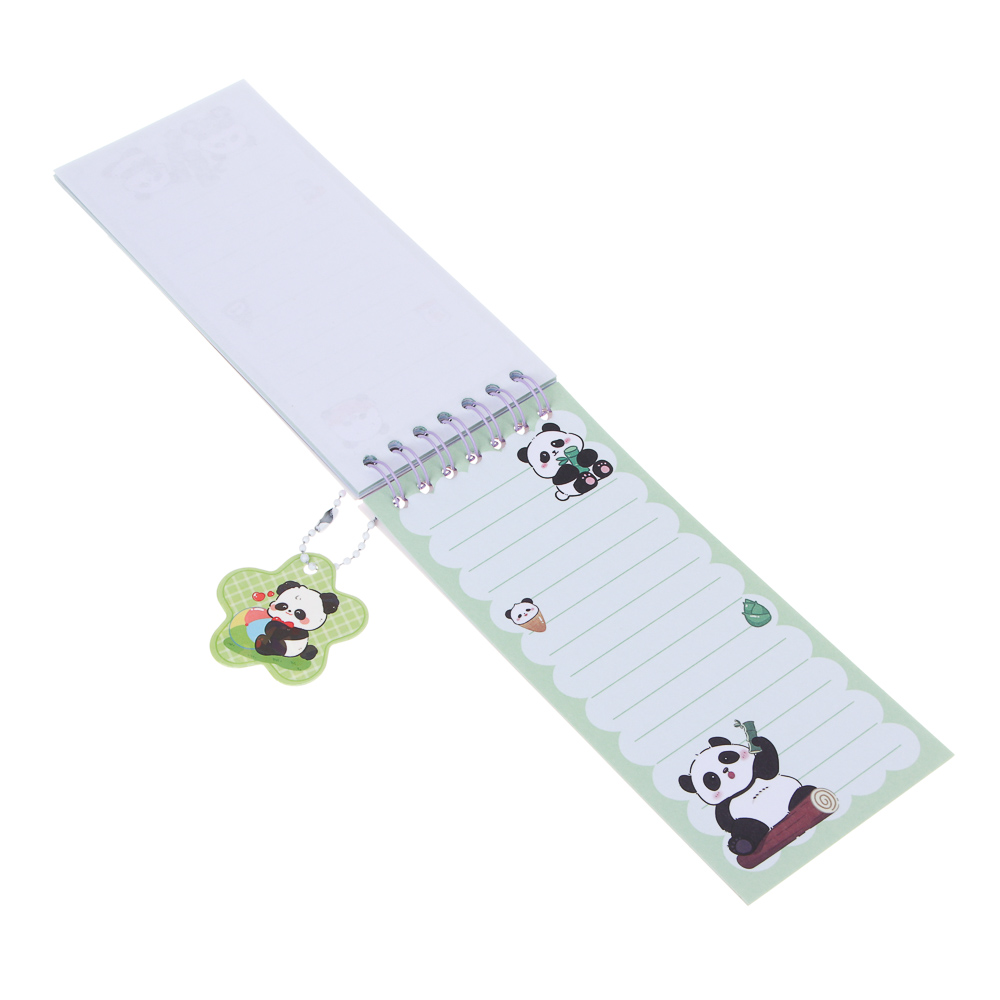 Записная книжка "Панда" 7х26см, с наклейками и брелоком, PET, бумага, 4 дизайна, шоу-бокс, арт.№ 557-090