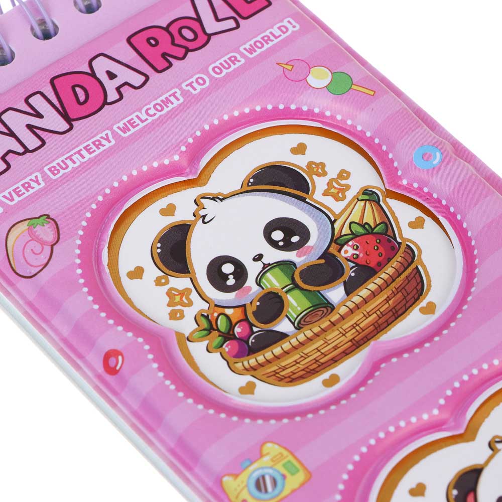 Записная книжка "Панда" 7х26см, с наклейками и брелоком, PET, бумага, 4 дизайна, шоу-бокс, арт.№ 557-090