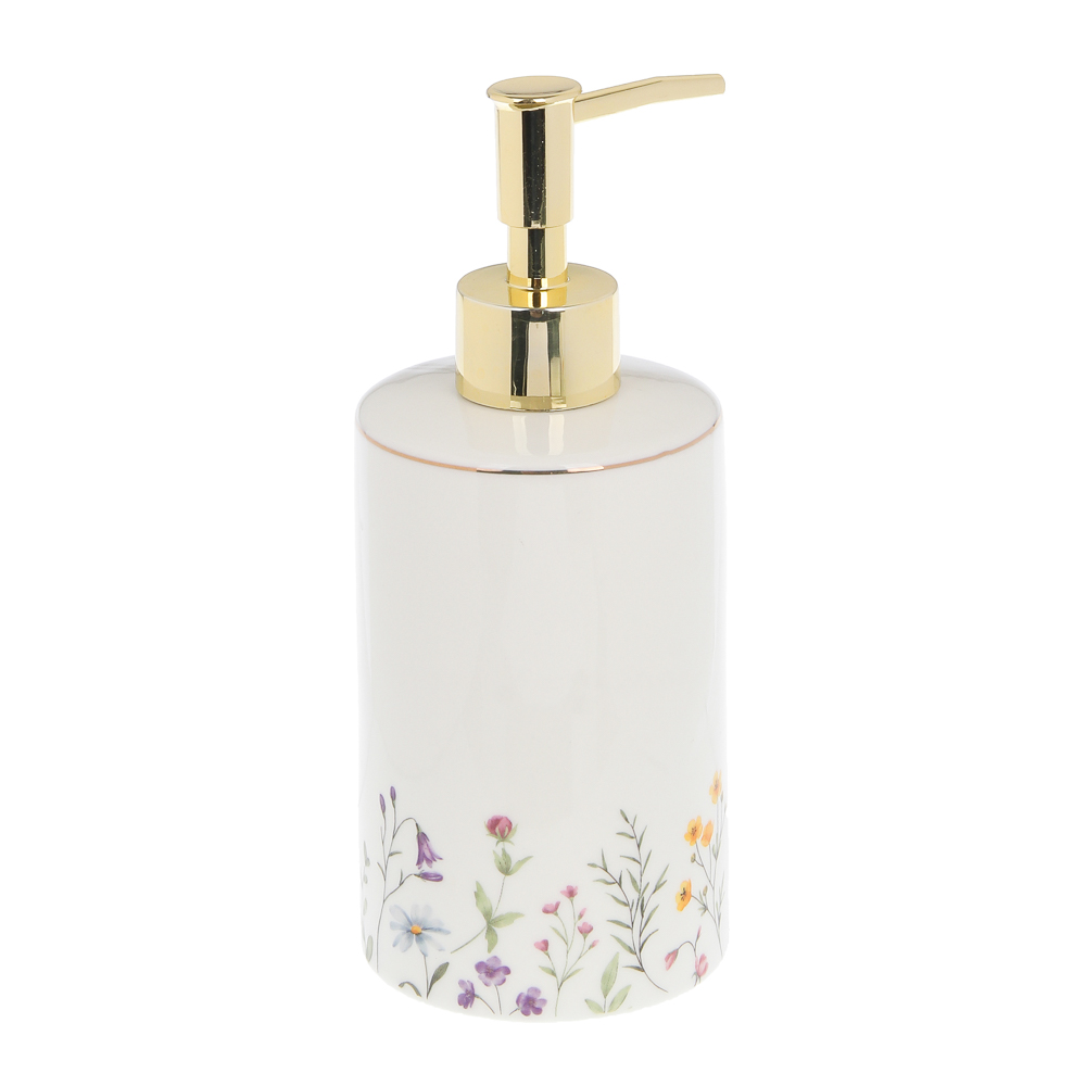 Диспенсер для жидкого мыла тм VETTA Вирджиния, 320мл, керамогранит, белый, 7x7x12 см/18см, арт.№ 463-585