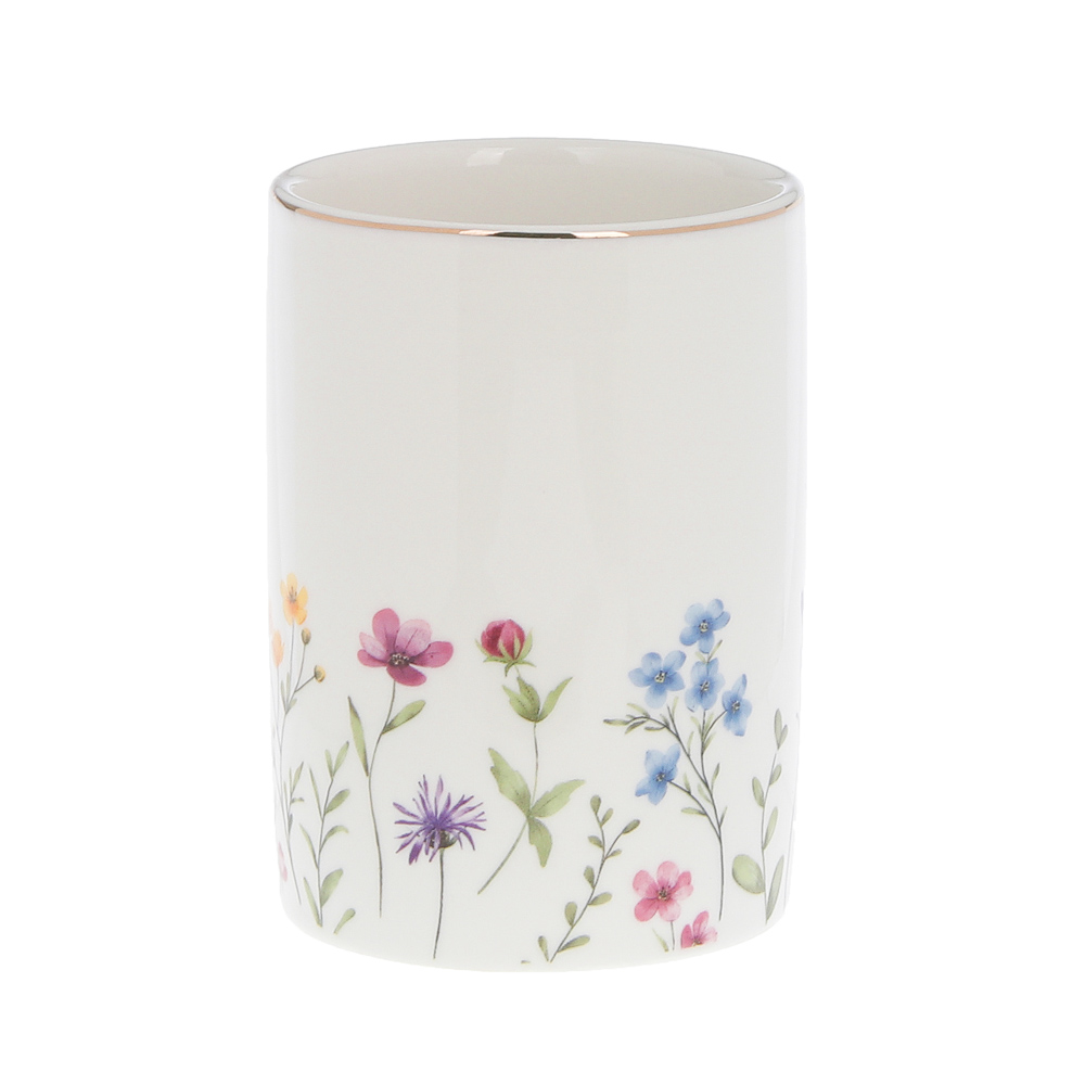 Стакан для ванной комнаты тм VETTA Вирджиния, керамогранит, белый, 7x7x11см, арт.№ 463-586