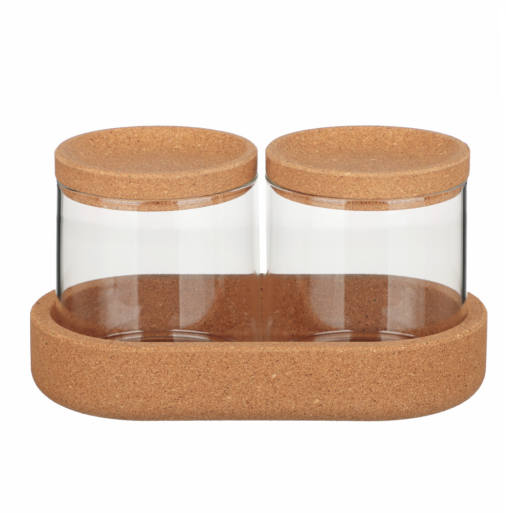VETTA ЭКО Набор банок для хранения, 2шт., 300мл, 18х9,6х10см, стекло, пробка, арт.№ 828-328