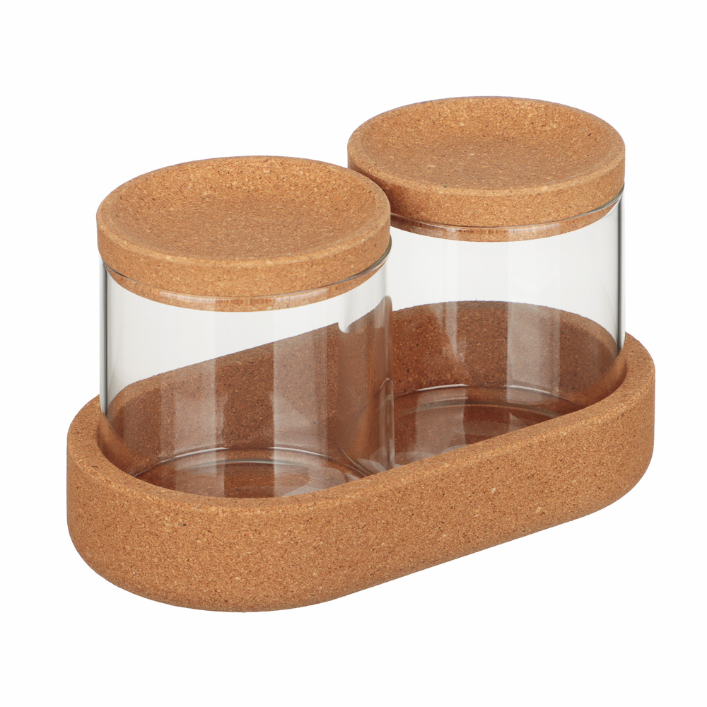 VETTA ЭКО Набор банок для хранения, 2шт., 300мл, 18х9,6х10см, стекло, пробка, арт.№ 828-328