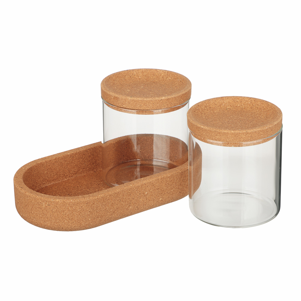 VETTA ЭКО Набор банок для хранения, 2шт., 300мл, 18х9,6х10см, стекло, пробка, арт.№ 828-328