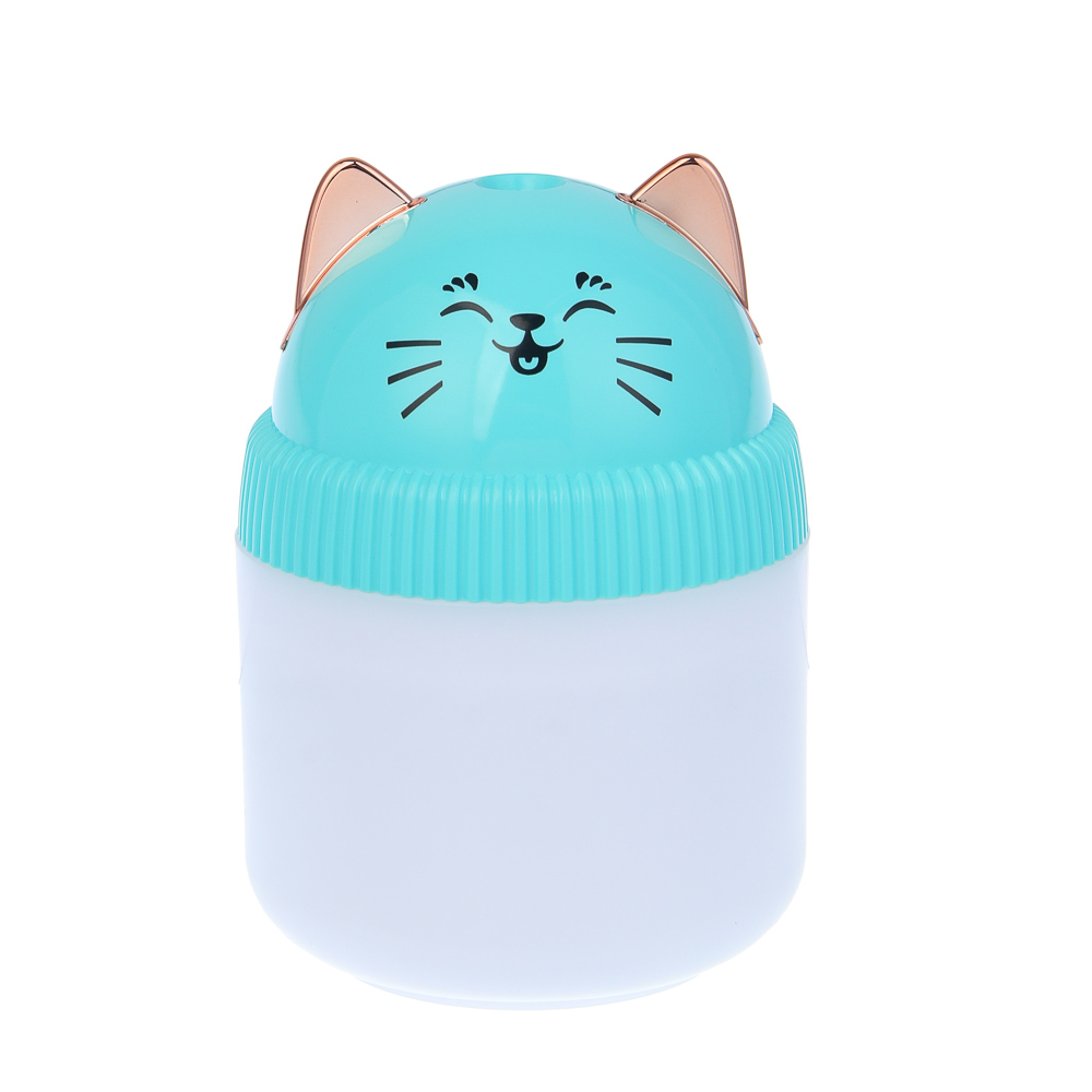 LEBEN Увлажнитель воздуха Котик, 220мл, подсветка, 11x8x8см, питание 5В/0.4А от USB, 2Вт, арт.№ 246-013