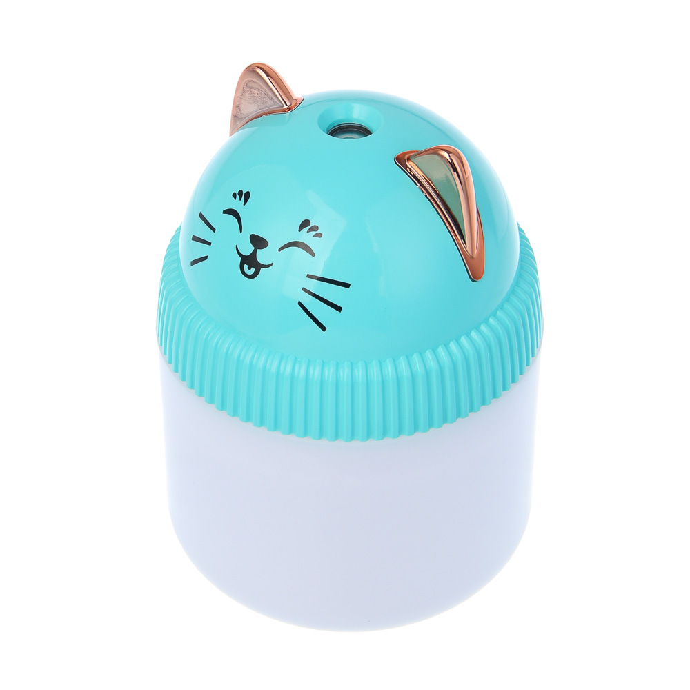 LEBEN Увлажнитель воздуха Котик, 220мл, подсветка, 11x8x8см, питание 5В/0.4А от USB, 2Вт, арт.№ 246-013