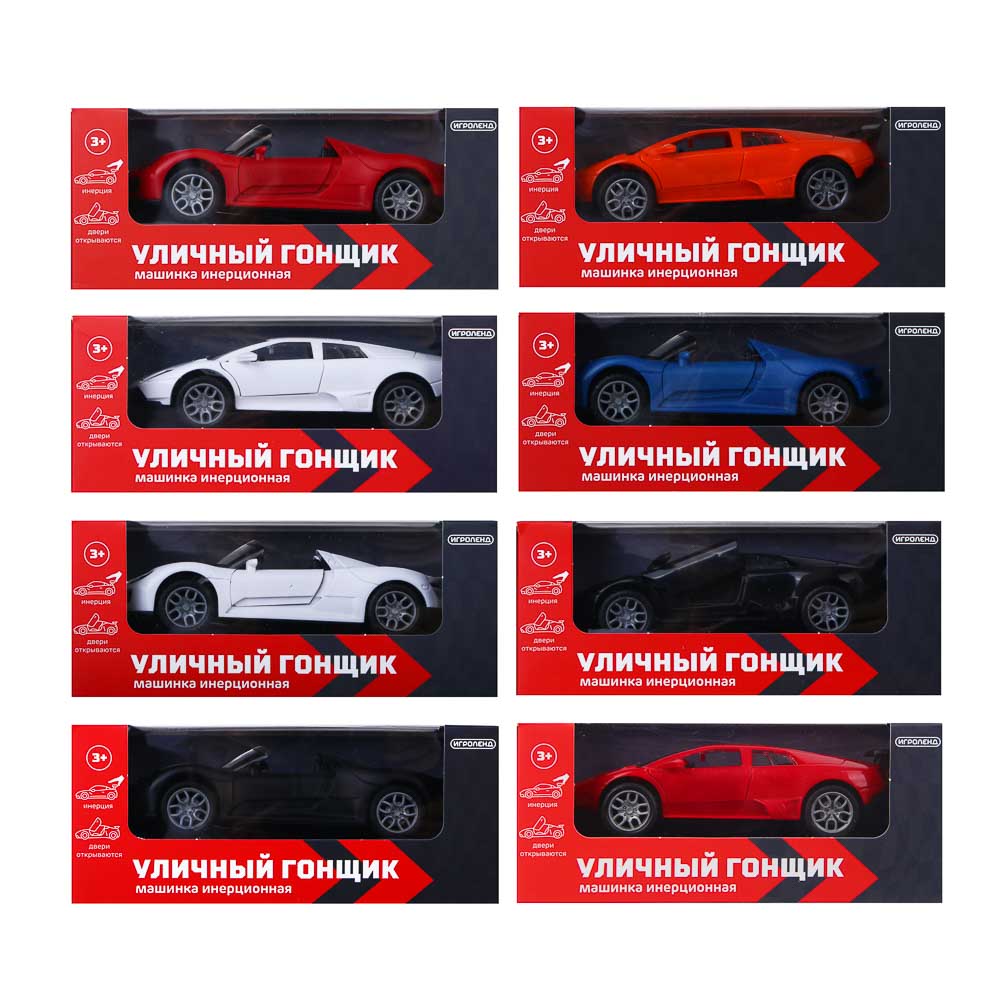 ИГРОЛЕНД Машина "Уличный гонщик", инерция, двери открываются, ABS, 15х6,5х7,7 см, 8 диз, арт.№ 292-437