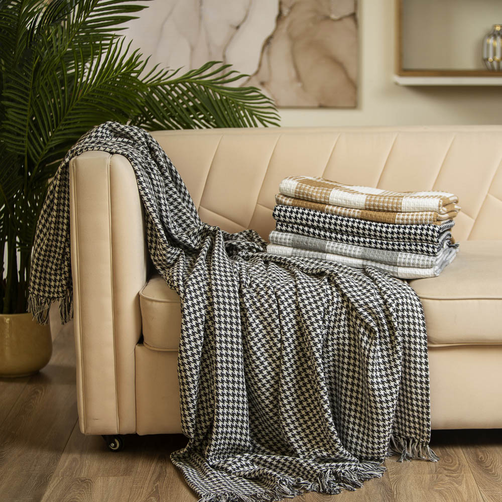 PROVANCE Special Плед хлопок, 200х220см, черно-белый, арт.№ 486-210