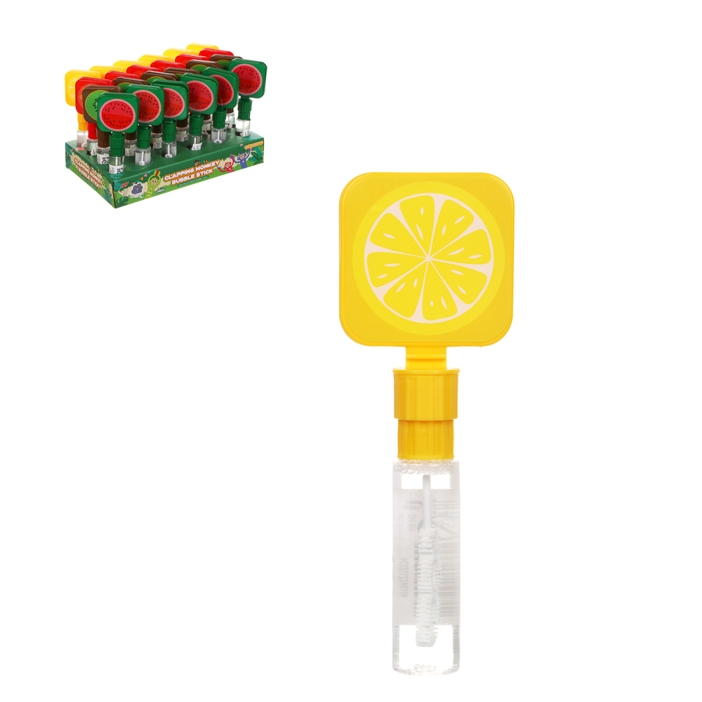 Мыльные пузыри в виде игрушки, "Хлопушка Фруктик", ИГРОЛЕНД, PET, PP, 40мл, 7х20х3см, 4 дизайна, 3+, арт.№ 460-052