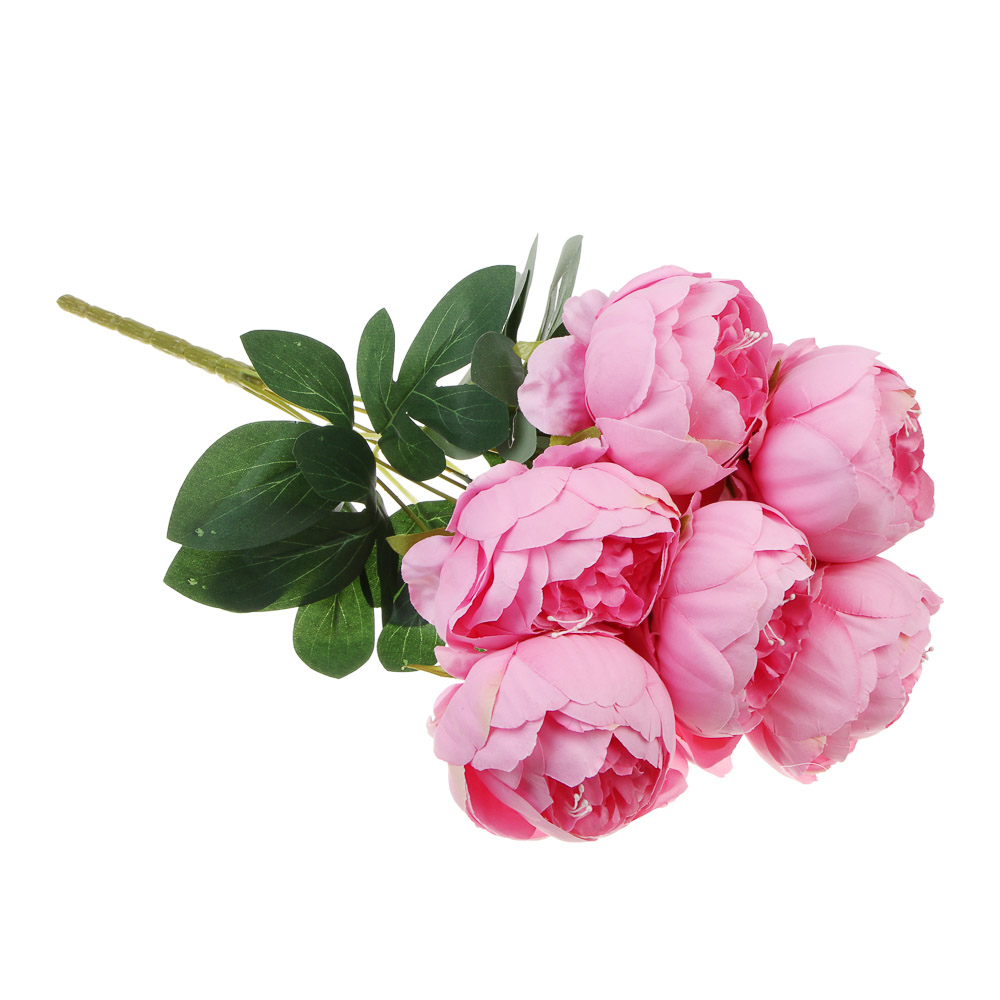 LADECOR Цветок искусственный, пион, букет 7 цветков, 41 см, пластик, ткань, проволока, 5 цветов, арт.№ 426-008