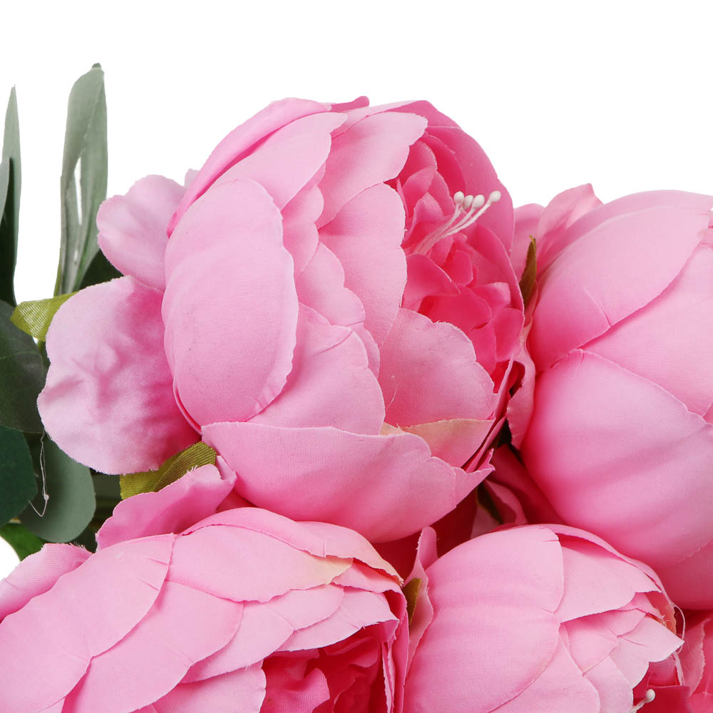 LADECOR Цветок искусственный, пион, букет 7 цветков, 41 см, пластик, ткань, проволока, 5 цветов, арт.№ 426-008