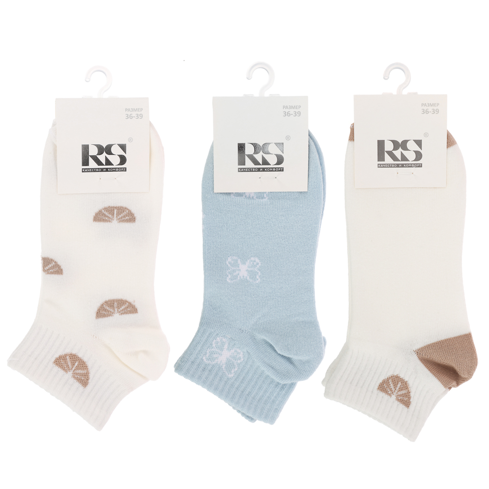 RS Носки женские, р. 36-39, 78% хлопок, 20% спандекс, 2% латекс, R146, разноцветные, арт.№ 019-487